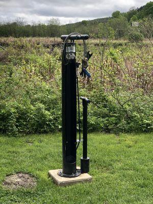 Bike repair station thoughtfully provided for bikers having a bad day (with their bike, at least).