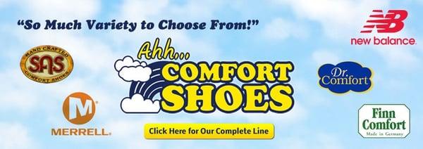 The best selection of comfort and wide shoes with the greatest arch support for hurting feetmade in the USA and around the world