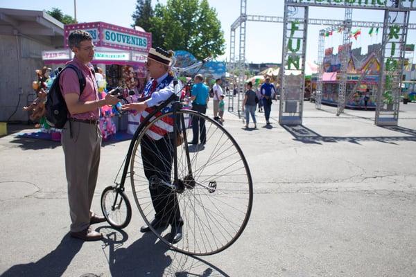 Reporter Bob Moffitt covering the California State Fair.