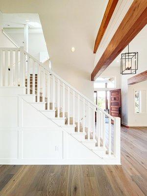 White wainscotting added to staircase - Petes Mountain Project