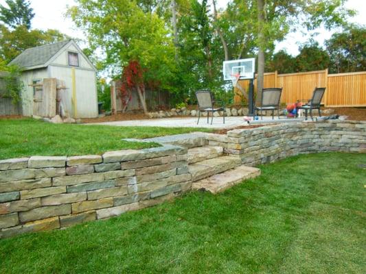 Chilton stone wall with stairs in Minneapolis, MN