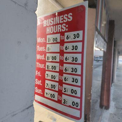 Barbershop hours as of 8-7-22