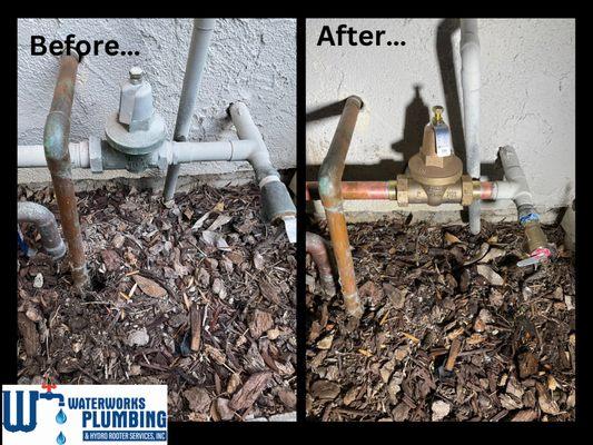 Today In Calabasas our plumbing team replaced a preasure regulator with a double union