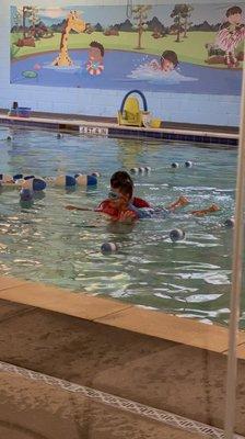 My sons first swimming class