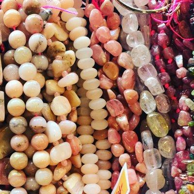 Semi-precious gemstone beads warm-colored