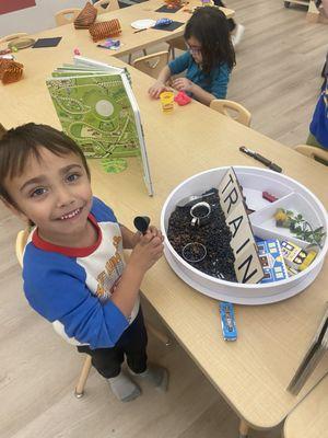 Train themed sensory bin was a huge hit!