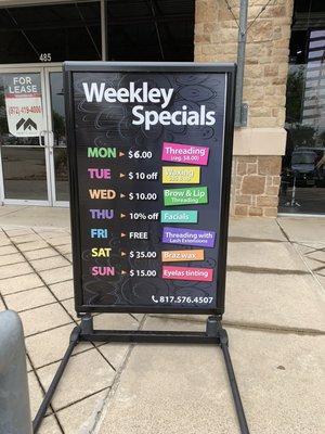 Weekly specials