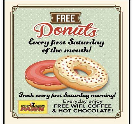 FREE Donuts 1st Saturday of every month