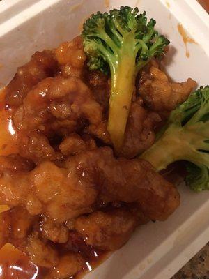 General Tso's chicken. Had a good flavor, but heavily breaded.