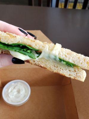 Grilled cheese with spinach