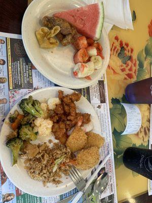 Fried Pork Wonton, Fried Chicken Wings Crab Angel, Monday - Thursday Dinner, Vegetable Fried Rice Sweet & Sour Chicken Chicken W. Broccoli