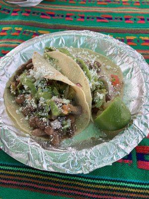 Nopales tacos on handmade tortillas