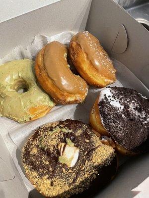 From top left: Matcha, French Toast From bottom left: S'mores, cookies and cream