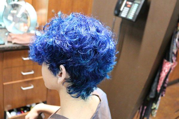 Blue color and Cut By Angela at Fullglamsalon.com