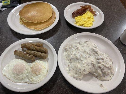 Pancake special and sausage gravy special