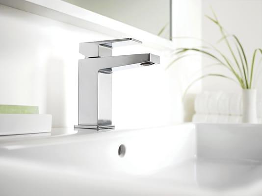 Bathroom faucet in polished chrome by KOHLER.