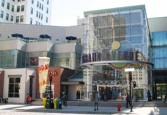 Shops of Grand Avenue entrance at foot of Old World Third Street