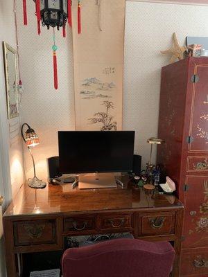 Antique Shanghai Merchant Desk with Bulls custom glass