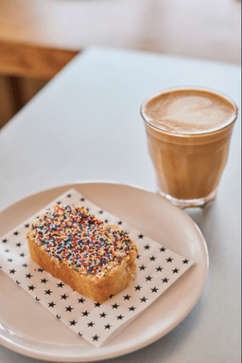 Australian Fairy Bread! Raspberry Pound Cake topped with Butter and Sprinkles