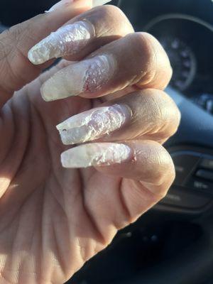 In my car, immediately after leaving Tammy's Nails.