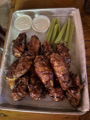 Bacon wrapped smoked wings