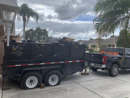 Truck with flat tires.