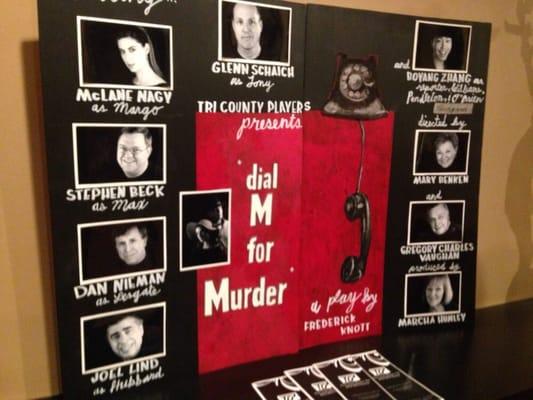 The cast board in the lobby. Dial M For Murder. February 2015.