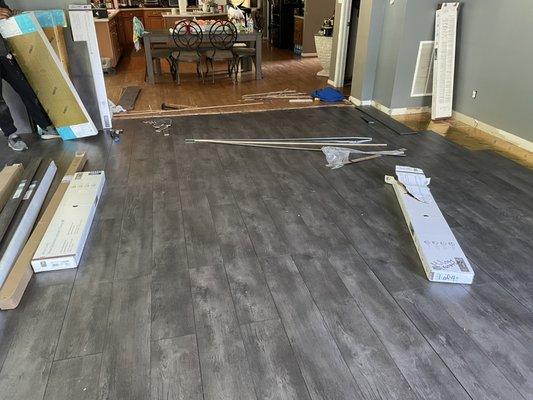 Gray LVP laminate flooring