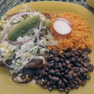 Mole enchilada plate.