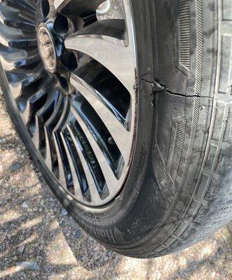 Tire damage caused by Monterrey Tile on Ray Rd in Chandler AZ.