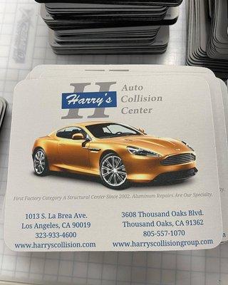 Custom mouse pads for Harry's auto collision center.