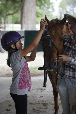 Bridling in preparation for a lesson