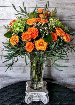 Gorgeous new line of spray rose arrangements - in tangerine