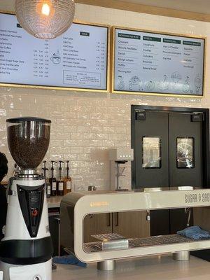 Coffee bar and menu