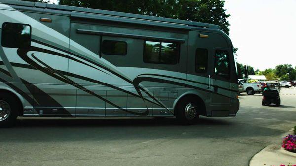 Motorcoach escorted to its site