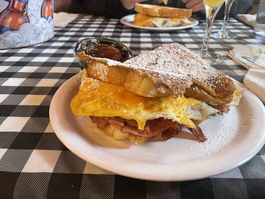 Breakfast sandwich with French toast bread