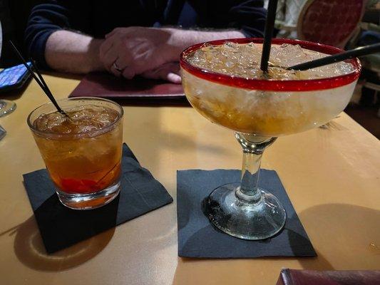 Italian margarita and old fashion with cave creek bourbon