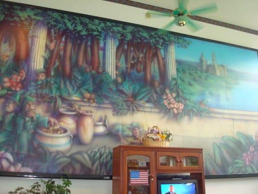 Creepy mural in the breakfast room