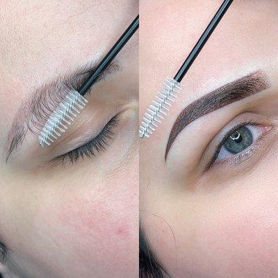 Microblading cover up using our Signature Ombré Powder brow technique.