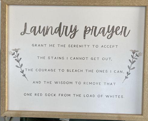 Laundry Prayer - interior sign!