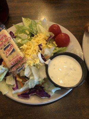 Side salad with ranch dressing