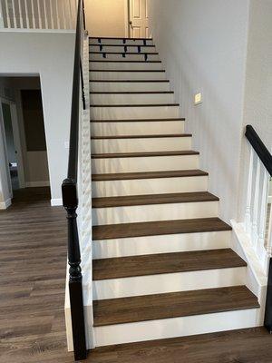 LVP Staircase with White Risers