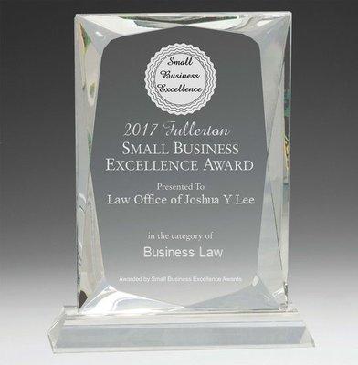 2017 Fullerton Small Business Excellence Award in Business Law