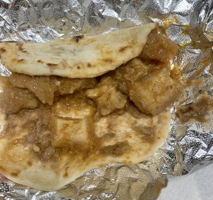 Chicharrón taco on flour tortilla