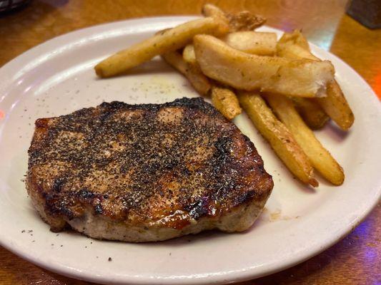 Pork chop and steak fries