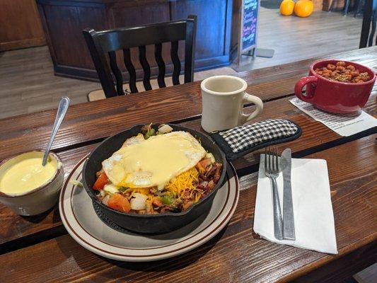 Veggie Skillet with Bacon and KILLER Hollandaise sauce. A MUST TRY!!!