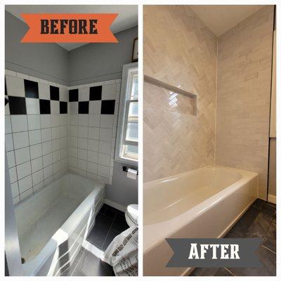 Tile Surround and Tub Replacement Before & After