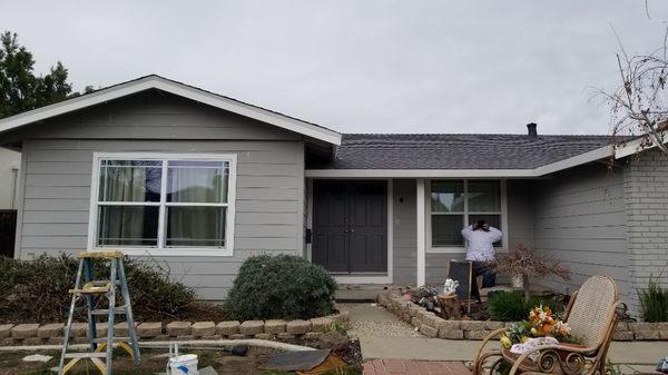 Finishing the exterior project. Fernando working on final touch ups.