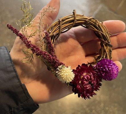 Mini wreath from Flying Dirt Farm. Love it!