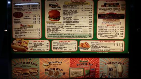 Menu...definitely try a bacon cheeseburger